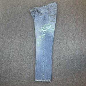 Z. Cavaricci Vintage Y2K Floral Beaded Jeans Straight Boho Hippie 90's